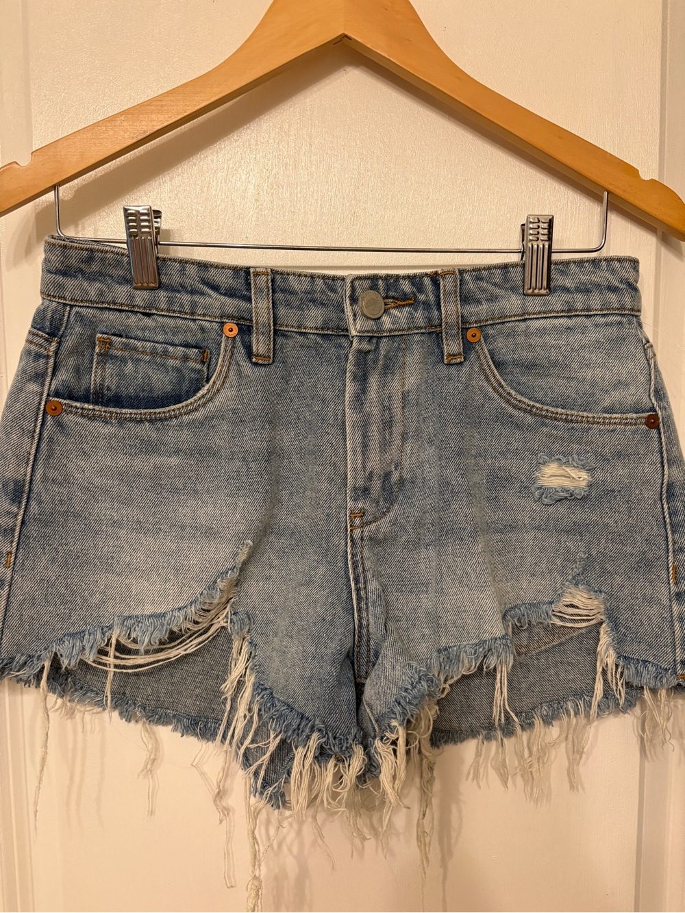 Blank NYC Light Blue Distressed Denim Cutoff Shorts